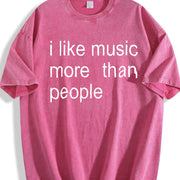 I like Music more than People Music Lover Introvert vintage washed oversized T-shirt in Red