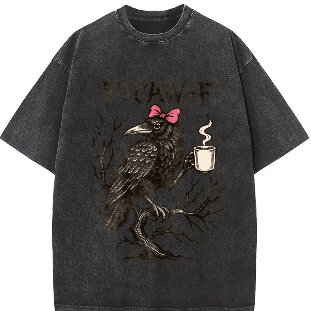 Crow F-caw-f Vintage Washed T-Shirt in Black