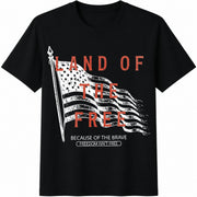 USA Land of the Free Because of the Brave Cotton T-Shirt in Black