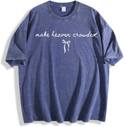 Make Heaven Crowded Coquette Christian Cute Christian vintage washed oversized T-shirt in Blue