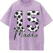 Custom Soccer Personalized Soccer Cumber Vintage Washed T-Shirt in Purple