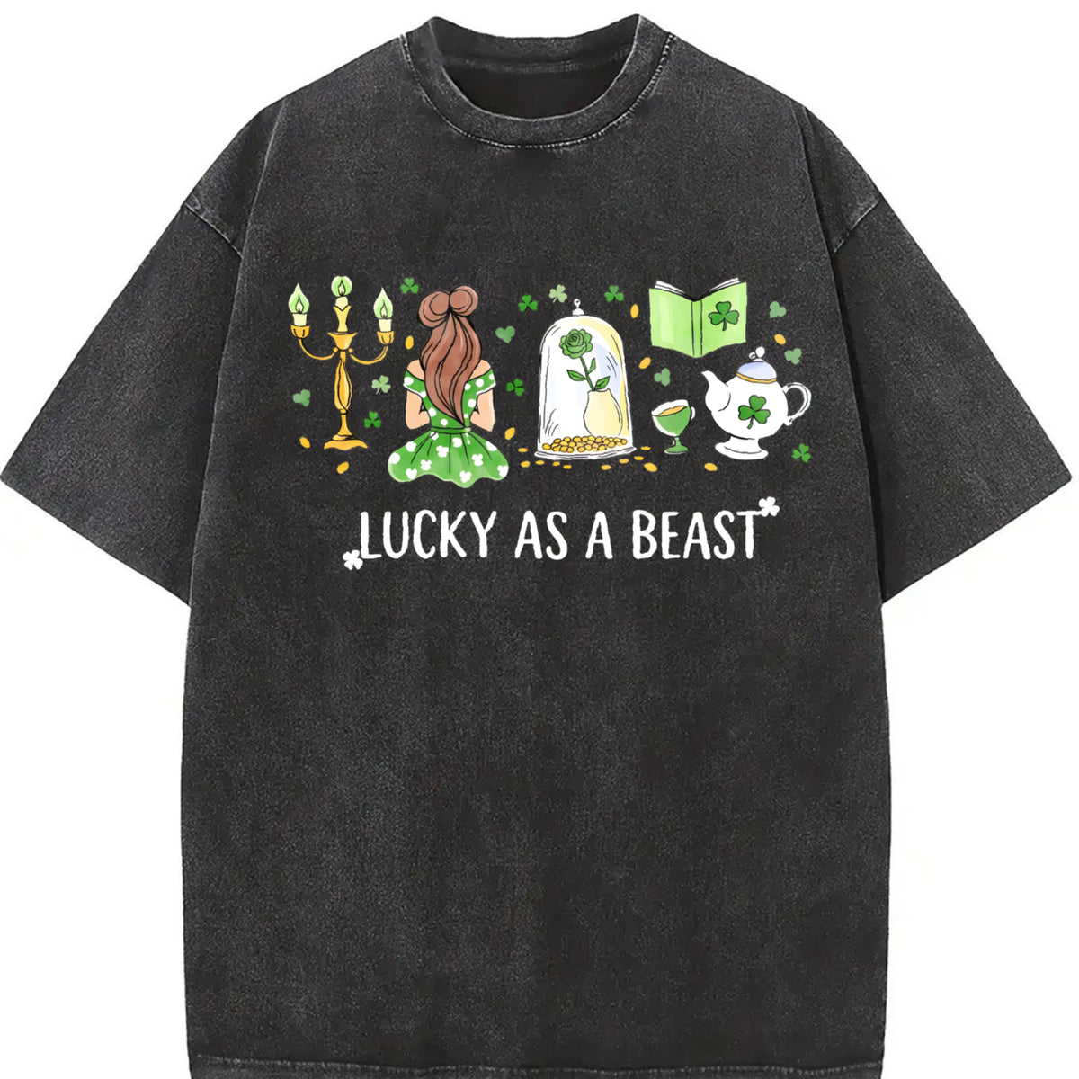 St. Patrick’s Day Lucky As Vintage Washed T-Shirt in Black