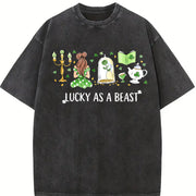 St. Patrick’s Day Lucky As Vintage Washed T-Shirt in Black