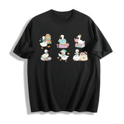 Silly Goose Reading Cotton T-Shirt in Black