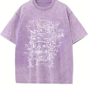 Howl’s Moving Castle Studio Ghibli Anime vintage washed oversized T-shirt in Purple