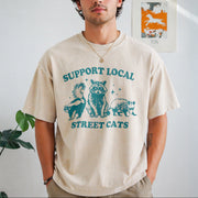 Support Local Street Cats Vintage Washed T-Shirt in Beige