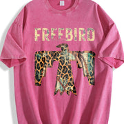 Free Bird Western Thunderbird Leopard vintage washed oversized T-shirt in Red