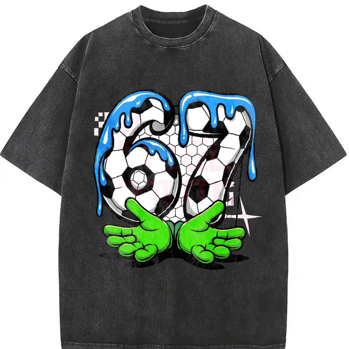 69 Soccer Vintage Washed T-Shirt in Black