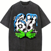 69 Soccer Vintage Washed T-Shirt in Black