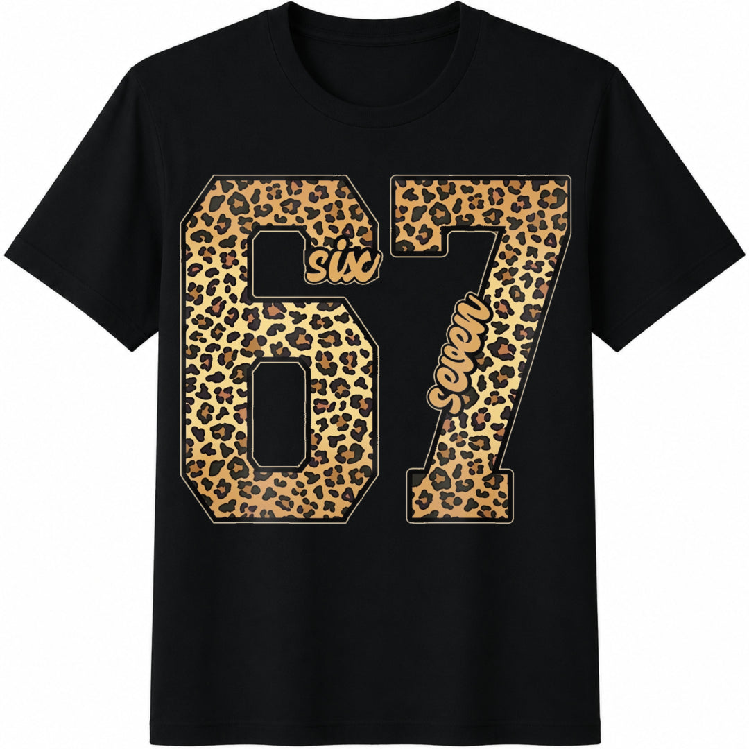 Leopard 67 Six Seven Cotton T-Shirt in Black