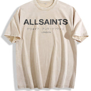 London Sleeveless Tank Vintage Washed T-Shirt in Beige