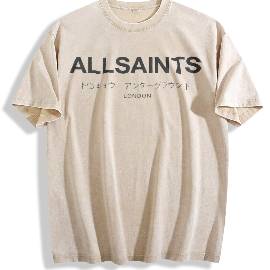 London Sleeveless Tank Vintage Washed T-Shirt in Beige