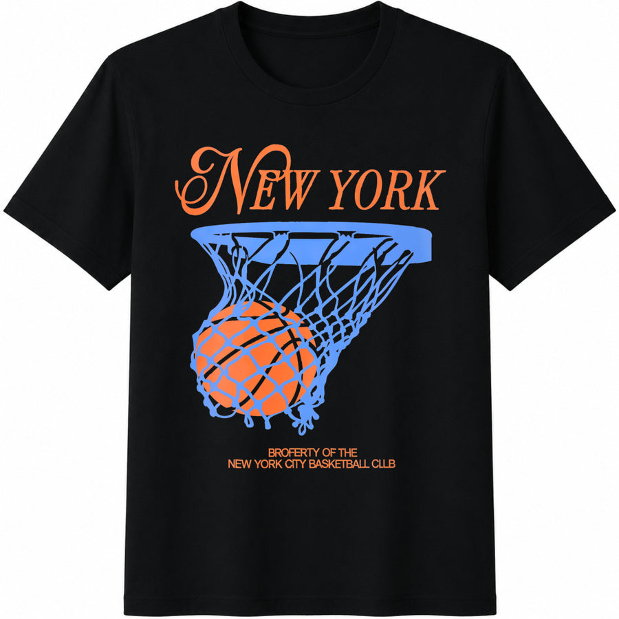 New York Basketball Cotton T-Shirt in Black