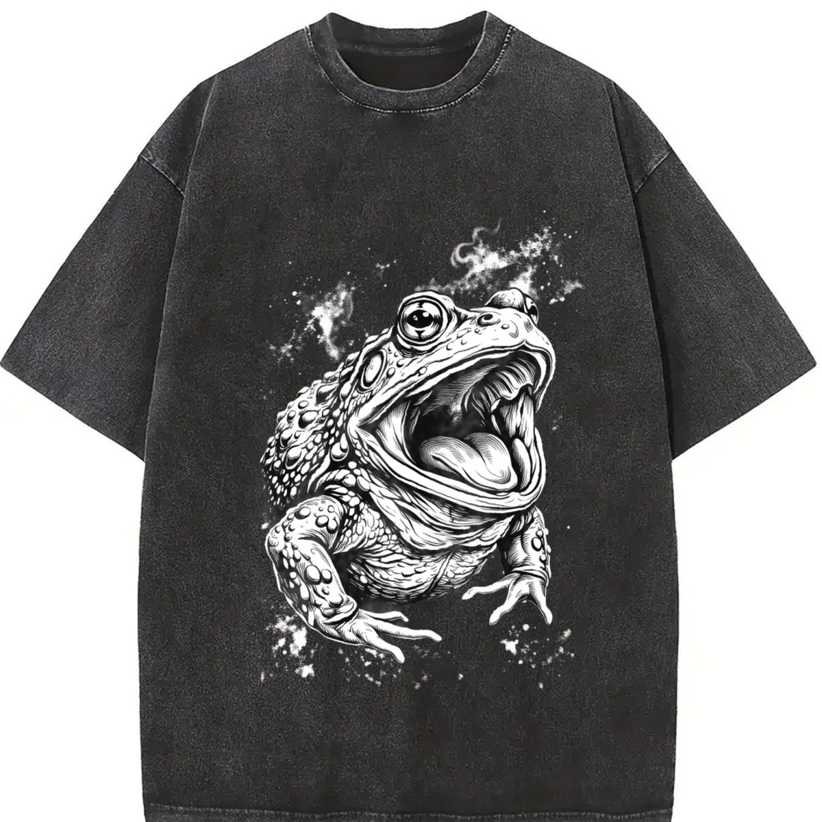 Toad 90s Retro ® Frog Grunge Y2k Vintage Washed T-Shirt in Black