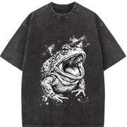 Toad 90s Retro ® Frog Grunge Y2k Vintage Washed T-Shirt in Black