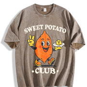 Sweet Potato Club Mascot Vintage Washed T-Shirt in Brown