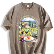 What a Perfect Time to Go to Italy for Italy Lover Vintage Washed T-Shirt in Brown