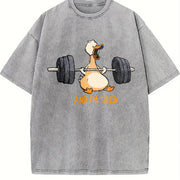 And I'm Tired Weightlifting Goose Vintage Washed T-Shirt in Gray