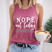 Nope Not Today Women's Color Cotton Tank Top in Red