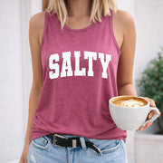 Salty Crew-neck Sleeveless Vest Outdoor Women's Color Cotton Tank Top in Red