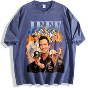 Jeff Probst Survivor Collage vintage washed oversized T-shirt in Blue