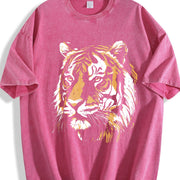 Tiger Retro Animal 90s Animal for Tiger Lover vintage washed oversized T-shirt in Red