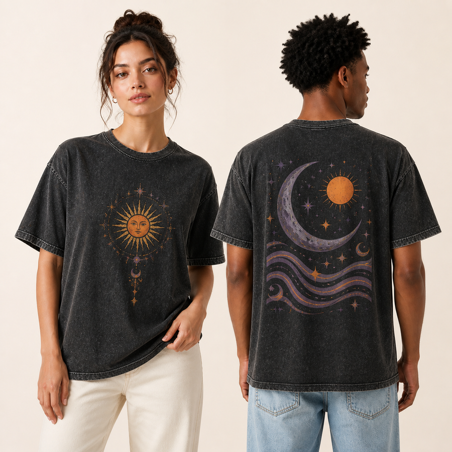 Custom Front & Back Print Vintage Washed T-Shirt – Personalized Oversized Unisex Cotton Tee