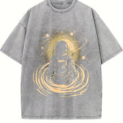 Retro Astronaut in the Space Vintage Washed T-Shirt in Gray