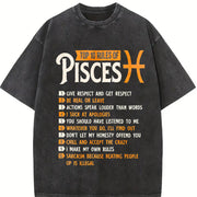 For the Pisces Zodiac Sign Vintage Washed T-Shirt in Black