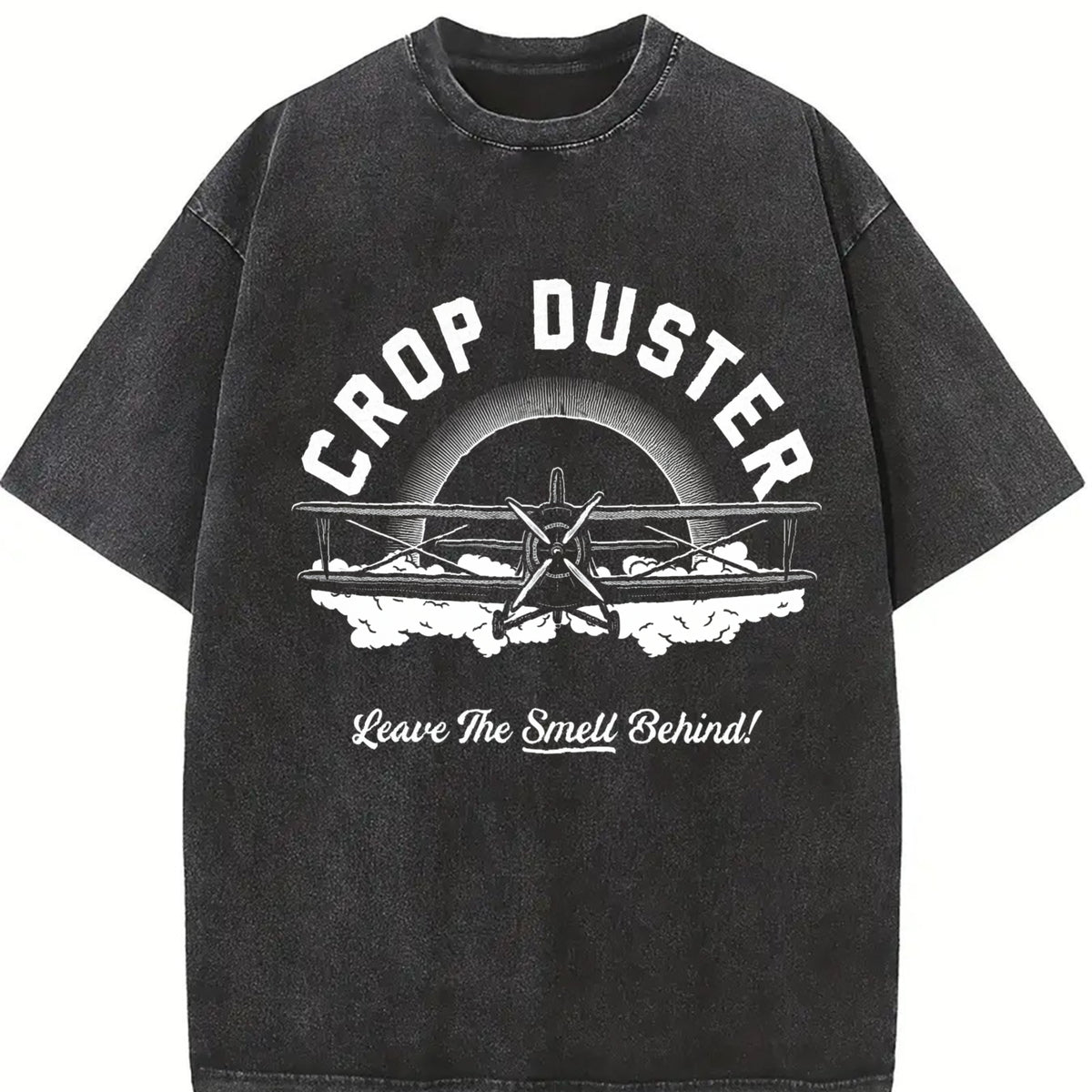 Crop Duster Leave the Smell Behind Vintage Washed T-Shirt in Black