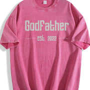 Godfather Est 2022 Fathers Day Vintage Washed T-Shirt in Red