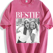 Personalised Bestie Vintage Washed T-Shirt in Red