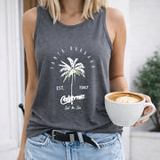 Santa Barbara California Women's Color Cotton Tank Top in Gray