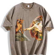 The Creation of Cat Vintage Washed T-Shirt in Brown