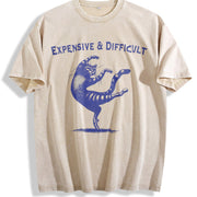 Retro Expensive and Difficult Dancing Cat 90s Vintage Washed T-Shirt in Beige