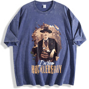 I'm Your Huckleberry Doc Holliday /Tombstone Western/ vintage washed oversized T-shirt in Blue