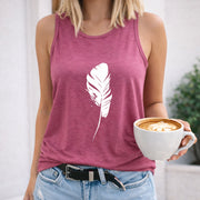Feather Women's Color Cotton Tank Top in Red