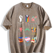 Big Fan of Human Rights vintage washed oversized T-shirt in Brown