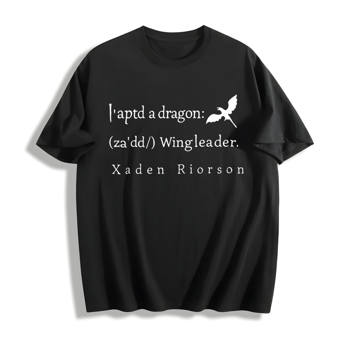 Xaddy Xaden Fourth Wing Iron Flame Cotton T-Shirt in Black