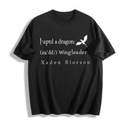 Xaddy Xaden Fourth Wing Iron Flame Cotton T-Shirt in Black