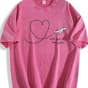 We Be Trippin Airplane Heart Vintage Washed T-Shirt in Red