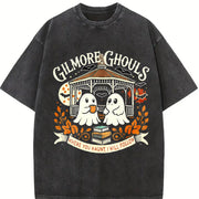 Gilmore Ghouls Halloween Fall Vibes Vintage Washed T-Shirt in Black