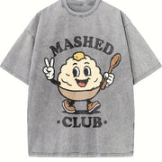 Mashed Potatoes Club: Retro Potato Mascot Vintage Washed T-Shirt in Gray