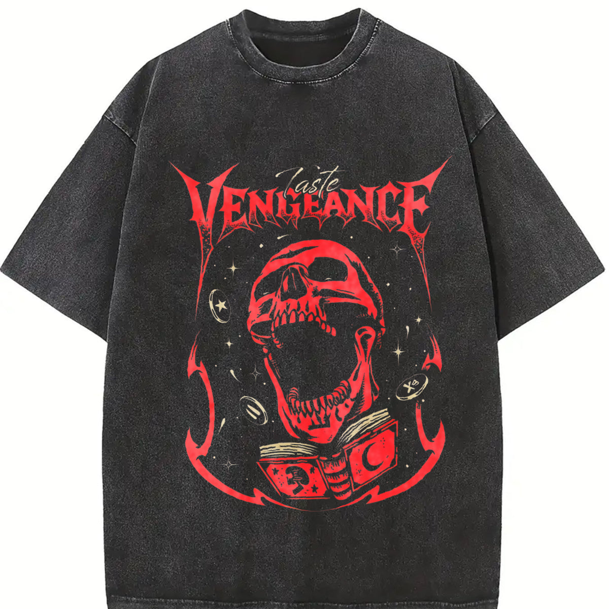 Vengeance Skull Vintage Washed T-Shirt in Black