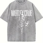 MOTLEY CRUE DR FEELGOOD Grunge Album Rock Lover vintage washed oversized T-shirt in Gray