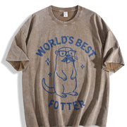 World's Best Fotter Vintage Washed T-Shirt in Brown