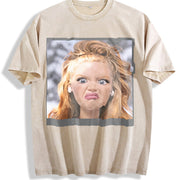 Shocked Blonde Glam Doll Vintage Washed T-Shirt in Beige
