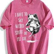 I Have to Say Weird Stuff or I'll Die Frog Vintage Washed T-Shirt in Red