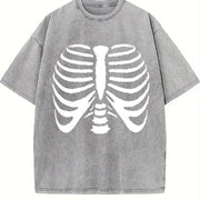 Skeleton Rib Cage vintage washed oversized T-shirt in Gray