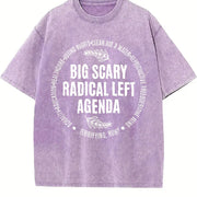 Radical Left Agenda Political Vintage Washed T-Shirt in Purple